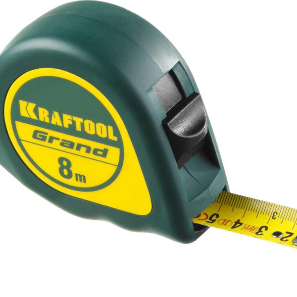 Рулетка  8м / 25мм рулетка с ударостойким корпусом (ABS) и противоск.покр KRAFTOOL GRAND 34022-08-25