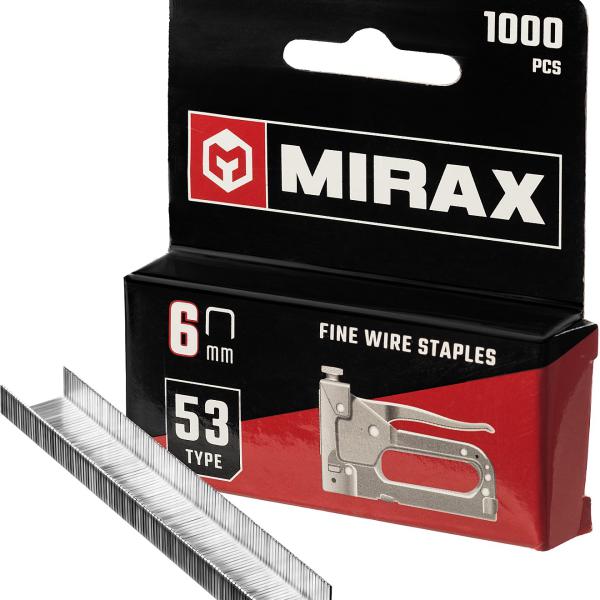 Скобы 6 мм для степлера узкие тип 53, 1000 шт MIRAX 3153-06